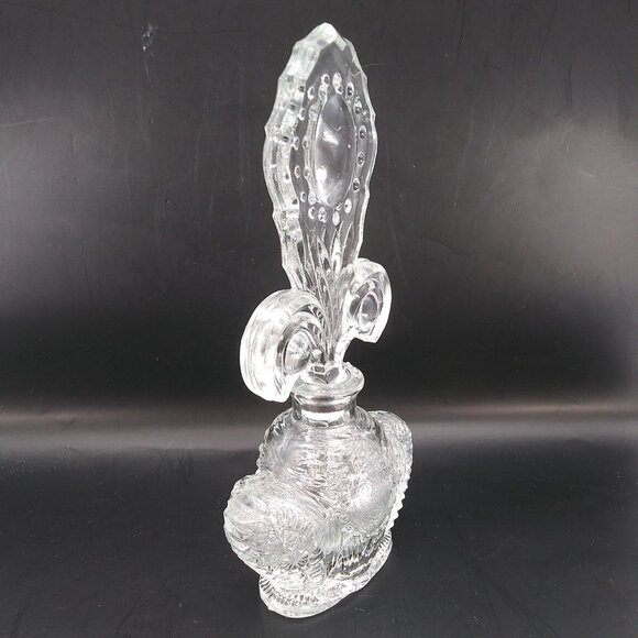 Vintage 1950s Perfume Bottle 7.5" Tall clear art glass Fleur De Lis Dauber EAPG! - Picture 7 of 10